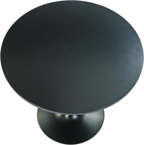 Round Marble Living Room Dining Table with black marble top and unique natural veining, designed for stylish dining and living spaces.