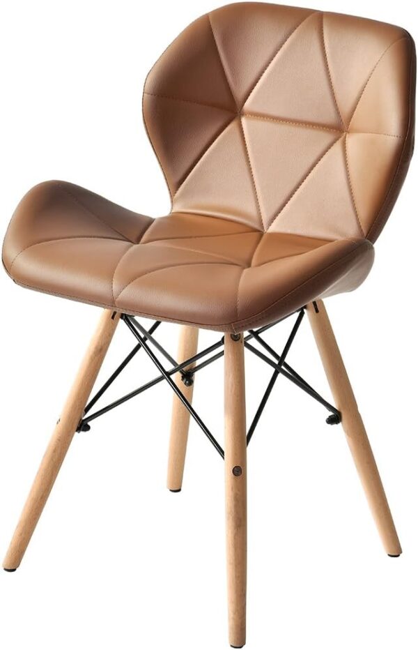 PU Leather Eames Modern Dining Chair with wooden legs, featuring sleek design and ergonomic comfort.