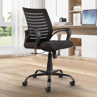 Ergonomic Strong Mesh Mid-Back Study Chair with breathable mesh back, adjustable height, and smooth-rolling casters for comfort and mobility.