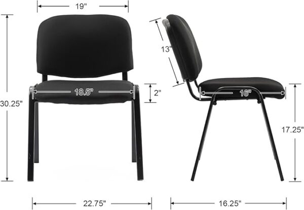 Armless stackable guest chair with a modern design for office or event seating.