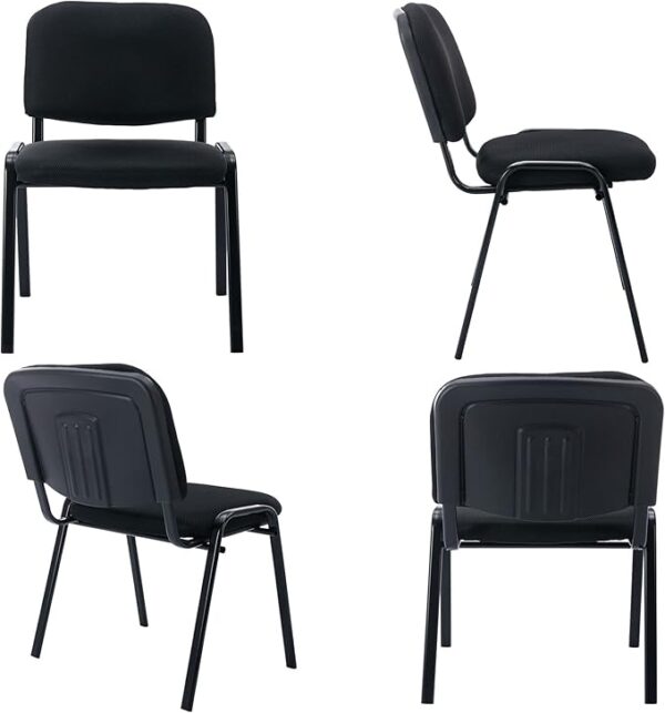 Armless stackable guest chair with a modern design for office or event seating.