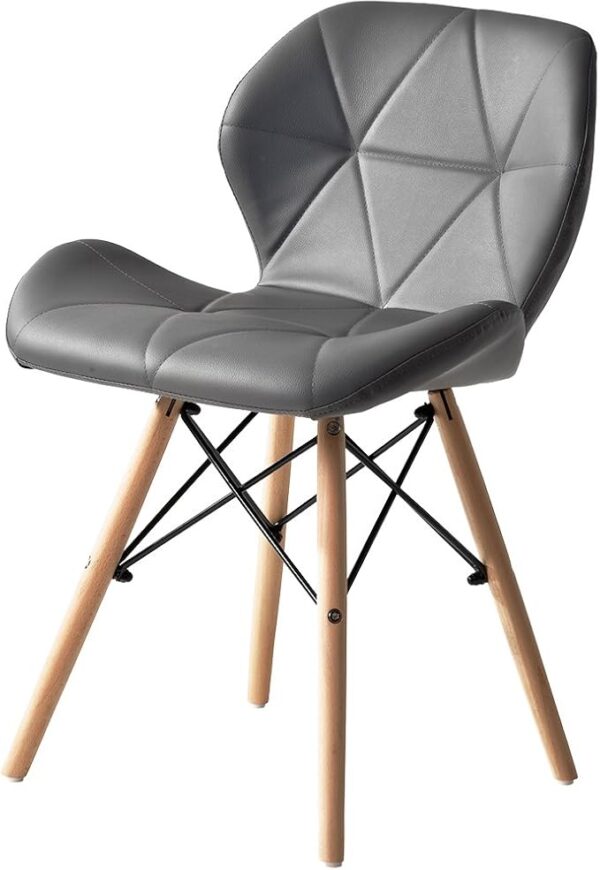 Nordic Eames Modern Dining Chair featuring a curved molded plastic seat with natural wood legs.