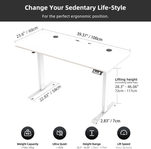 120cm Sit-Stand Ergonomic Home Office Desk with adjustable height, modern design, and spacious surface for a comfortable and productive workspace.