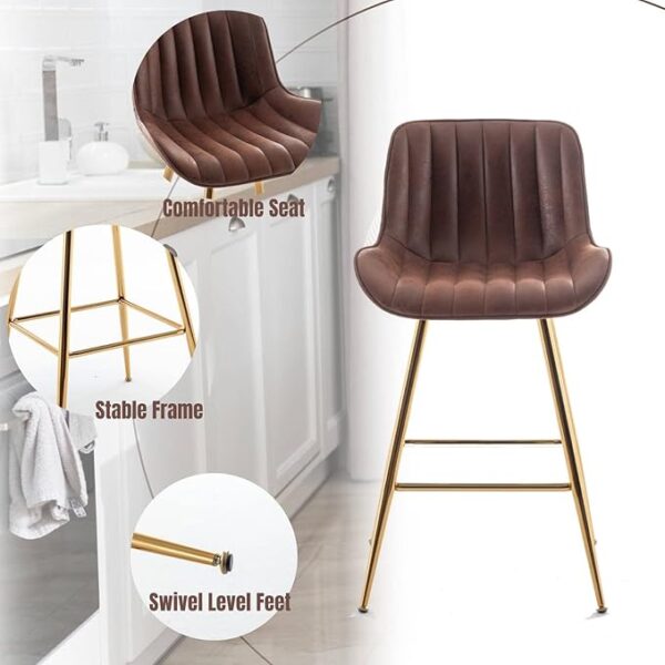 Modern Upholstered Counter Height Barstool with soft fabric seat, ergonomic backrest, and sleek legs, perfect for kitchens and bars.