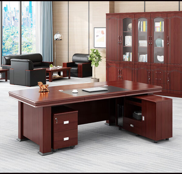 1.8 Meter Executive Mahogany Manager’s Desk with spacious surface and built-in storage, offering a luxurious and functional workspace.