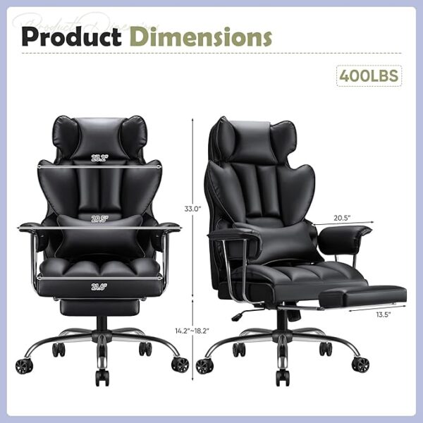 Ergonomic Executive Leather Office Chair with adjustable lumbar support and high-density foam padding for comfort and style in a modern office setting.