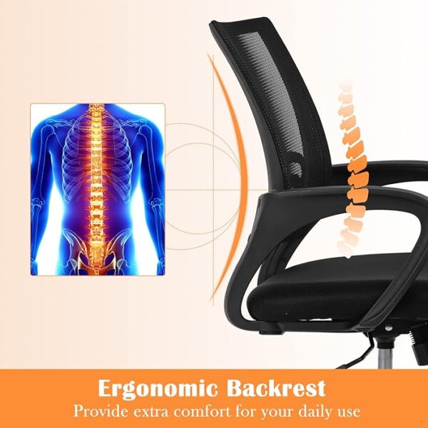 Home Office Ergonomic Mesh Computer Chair with breathable back, adjustable height, and armrests for comfort and support in a modern workspace.