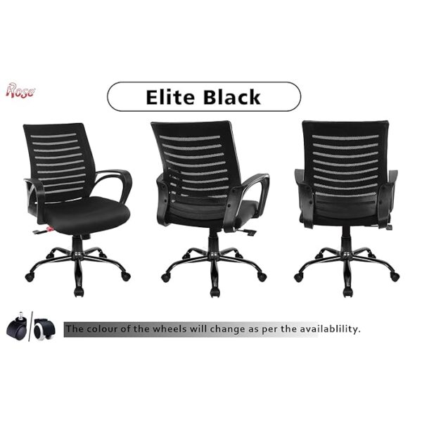 Mesh Mid-Back Ergonomic Office Study Chair with breathable backrest, adjustable height, and tilt features for comfort and support.