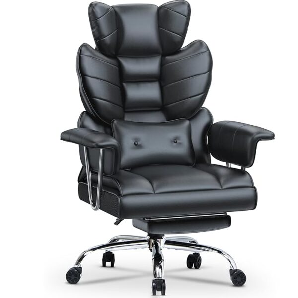 High Back Heavy Duty Swivel Computer Chair with lumbar support, adjustable height, and padded armrests for all-day comfort.