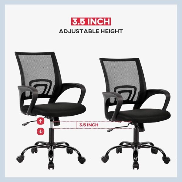 Executive Mesh Rolling Swivel Task Chair with breathable mesh back, adjustable height, and smooth-rolling casters.