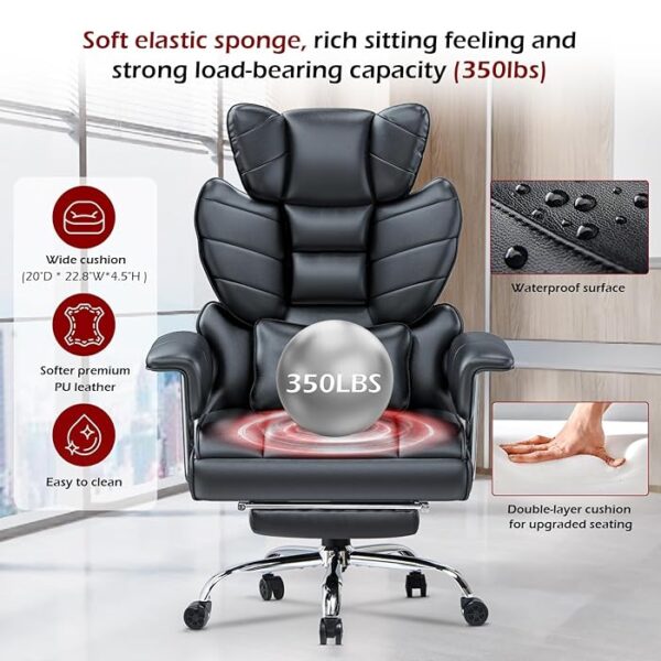 High Back Heavy Duty Swivel Computer Chair with lumbar support, adjustable height, and padded armrests for all-day comfort.