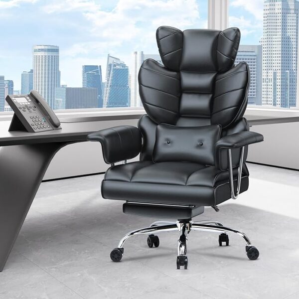 High Back Heavy Duty Swivel Computer Chair with lumbar support, adjustable height, and padded armrests for all-day comfort.