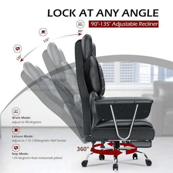 High Back Heavy Duty Swivel Computer Chair with lumbar support, adjustable height, and padded armrests for all-day comfort.