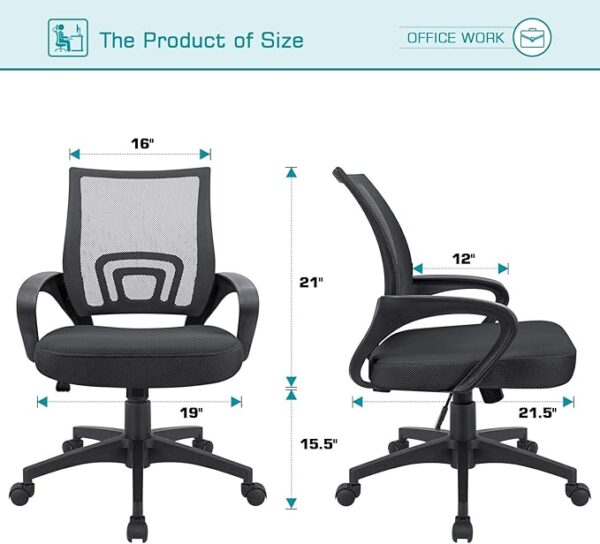 Ergonomic Clerical Mesh Executive Chair with adjustable seat height, armrests, and breathable mesh backrest for comfort and support.