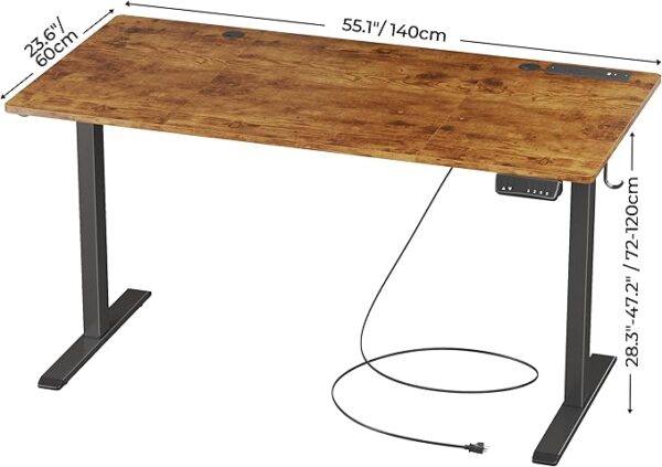 120cm Gaming Sit-Stand Desk for Home Office with electric height adjustment, spacious surface, and cable management for an organized workspace.