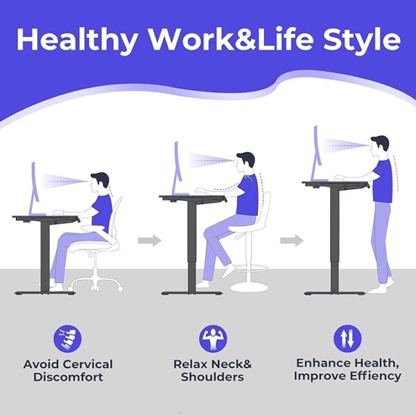 120cm Gaming Sit-Stand Desk for Home Office with electric height adjustment, spacious surface, and cable management for an organized workspace.