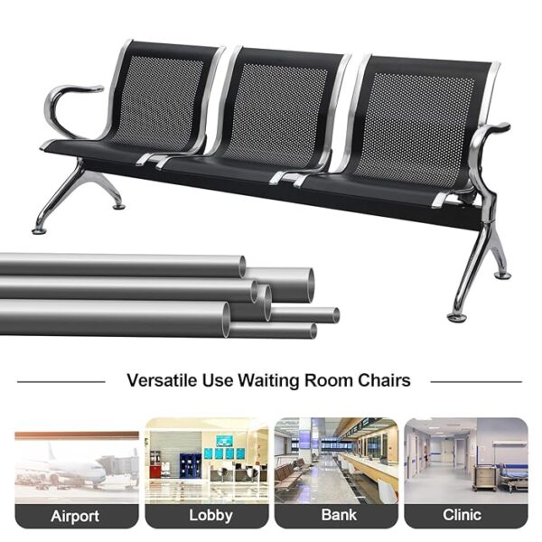 3-Seater Guest Reception Waiting Bench with comfortable padded seating and modern design, ideal for offices and waiting areas.