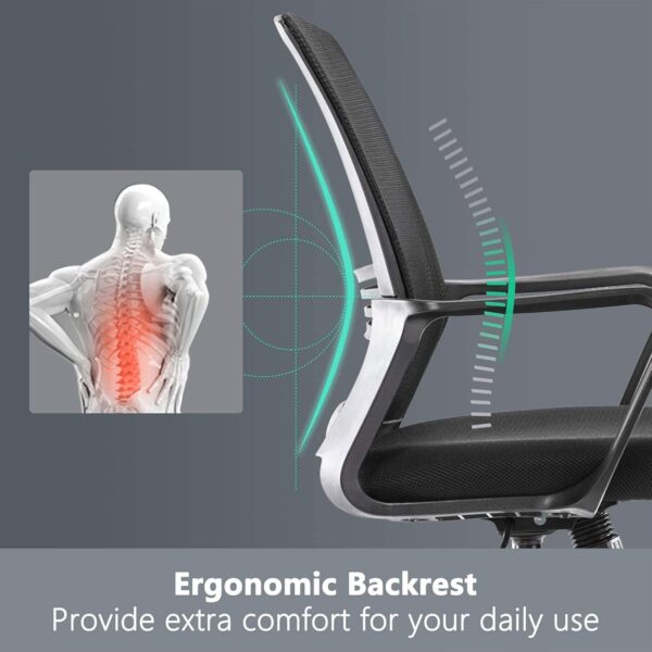 Ergonomic Swivel Mesh Computer Chair with adjustable lumbar support and breathable backrest.