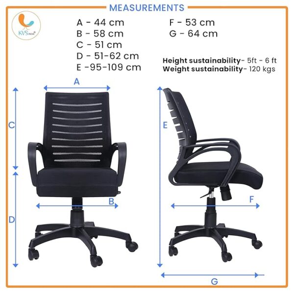 Ergonomic Strong Mesh Mid-Back Study Chair with breathable mesh back, adjustable height, and smooth-rolling casters for comfort and mobility.