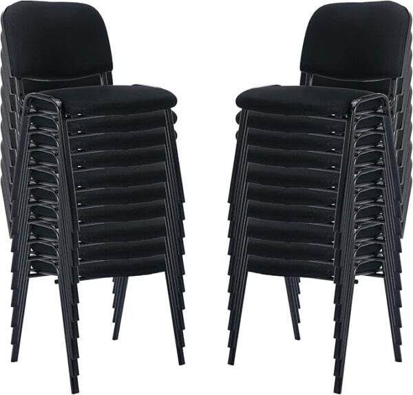 Armless stackable guest chair with a modern design for office or event seating.