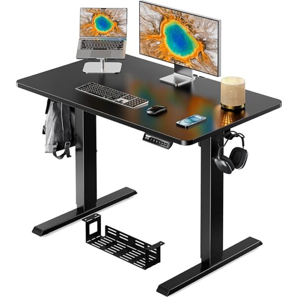 120cm Electric Adjustable Computer Desk with electric height adjustment, spacious tabletop, and sleek modern design for a comfortable and ergonomic workspace.