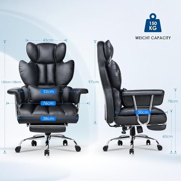 PU Heavy Duty Recliner Executive Office Chair with adjustable reclining, armrests, and durable PU leather upholstery.