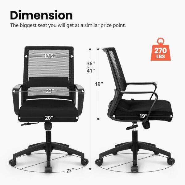 Ergonomic Comfy Cushion Swivel Mesh Chair with breathable mesh back, cushioned seat, and adjustable height for comfort and support.