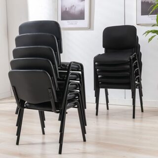 Armless stackable guest chair with a modern design for office or event seating.