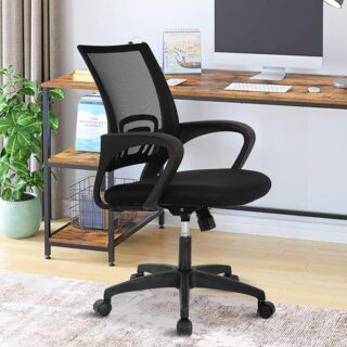 Home Office Ergonomic Mesh Computer Chair with breathable back, adjustable height, and armrests for comfort and support in a modern workspace.