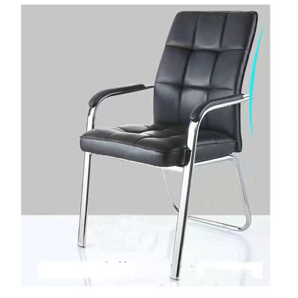 Black Leather Guest Waiting Office Chair with cushioned seat and backrest, designed for comfort and durability.