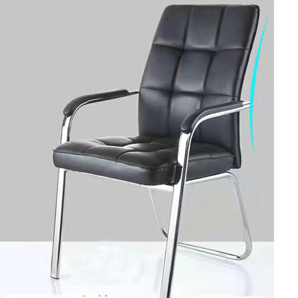 Black Leather Guest Waiting Office Chair with cushioned seat and backrest, designed for comfort and durability.