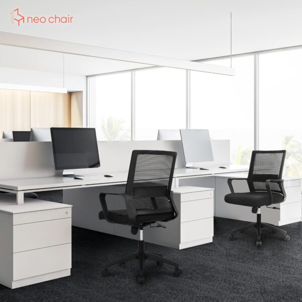 Ergonomic Comfy Cushion Swivel Mesh Chair with breathable mesh back, cushioned seat, and adjustable height for comfort and support.