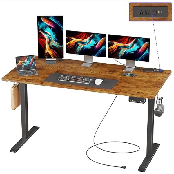 120cm Gaming Sit-Stand Desk for Home Office with electric height adjustment, spacious surface, and cable management for an organized workspace.