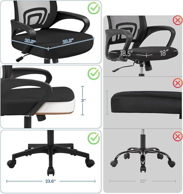 Ergonomic mid-back clerical office chair with lumbar support, adjustable height, and tilt functions for comfort.