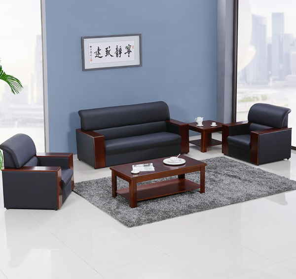 5-Seater Reception Leather Office Sofa with high-quality leather upholstery, plush cushions, and a modern design, ideal for waiting rooms and office lounges.