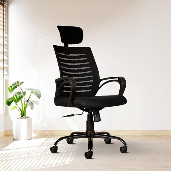 Ergonomic Mesh Home Office Chair with breathable mesh backrest, adjustable height, tilt, and armrests for comfortable and supportive seating during extended work sessions.