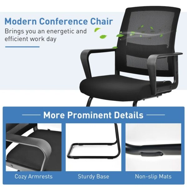 Cantilever Office Mesh Conference Chair with breathable mesh backrest, padded seat, and sleek cantilever base, offering ergonomic support and comfort.