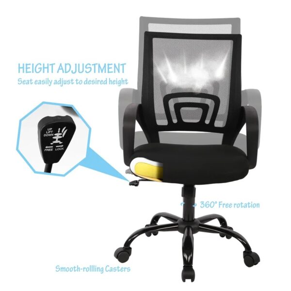 Ergonomic Mesh Office Task Chair with adjustable seat height, tilt, and breathable backrest for comfort and support during extended work hours.