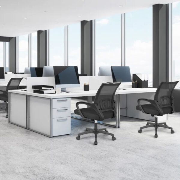 Ergonomic Mesh Office Task Chair with adjustable height, tilt, and armrests, designed for comfort and support.