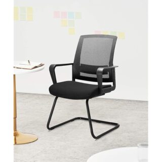 Mid-back mesh guest chair for conference room seating, offering ergonomic support and comfort.