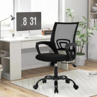 Executive Mesh Rolling Swivel Task Chair with breathable mesh back, adjustable height, and smooth-rolling casters.