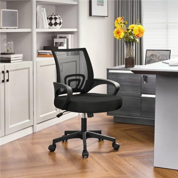 Ergonomic Mesh Office Task Chair with adjustable height, tilt, and armrests, designed for comfort and support.