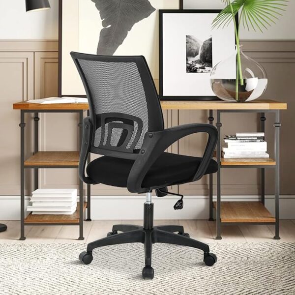 Home Office Ergonomic Mesh Computer Chair with breathable back, adjustable height, and armrests for comfort and support in a modern workspace.