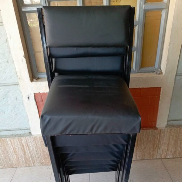 Black Stackable Catalina Visitors Chair with breathable fabric seat, ergonomic design, and durable steel frame.