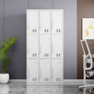 9-Locker Office Staff Storage Cabinet with lockable compartments for secure and organized storage in offices and shared spaces.