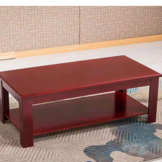 Wooden Rectangular Center Coffee Table with a warm finish, ideal for placing drinks, books, or decorative items in the living room.