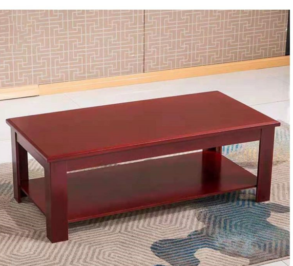 Wooden Rectangular Center Coffee Table with a warm finish, ideal for placing drinks, books, or decorative items in the living room.