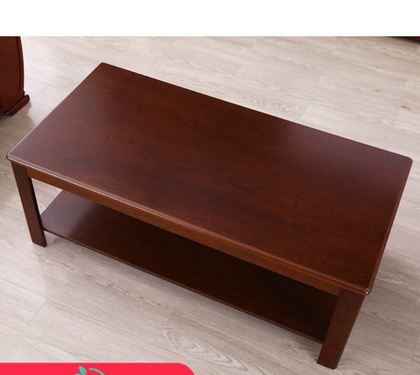 Wooden Rectangular Center Coffee Table with a warm finish, ideal for placing drinks, books, or decorative items in the living room.