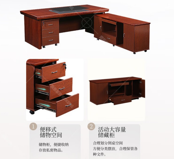 A sleek and modern 1600mm Executive President writing office desk designed for a professional workspace, featuring a spacious work surface and elegant wooden finish.