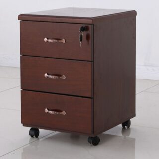 3-Drawer Simple Style Lockable Mobile Pedestal with three drawers, including one lockable, on smooth-rolling casters.